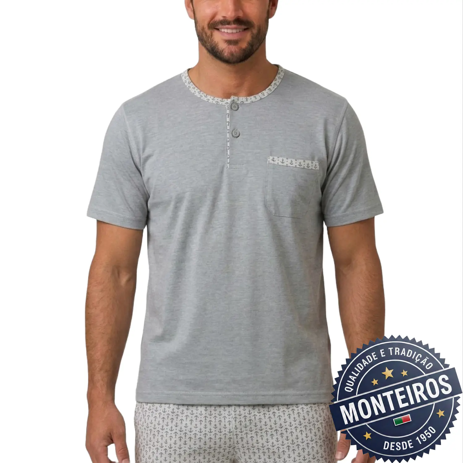 Pijama homem ancoras meia manga e calção 5