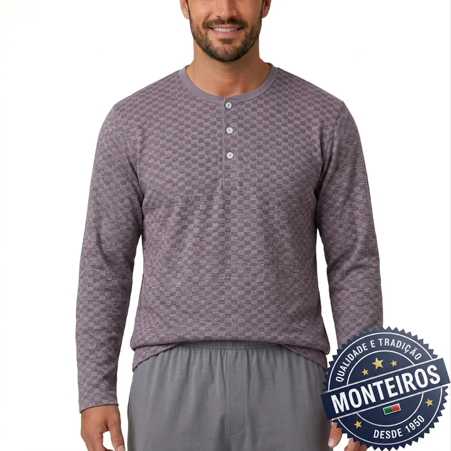 Pijama homem xadrez manga comprida e calça 2