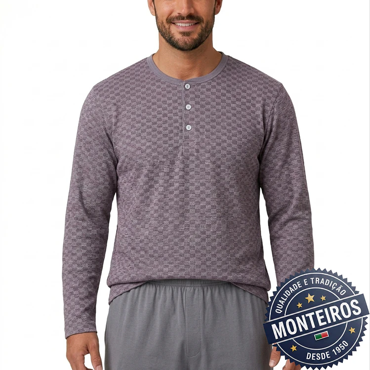 Pijama homem xadrez manga comprida e calça 2