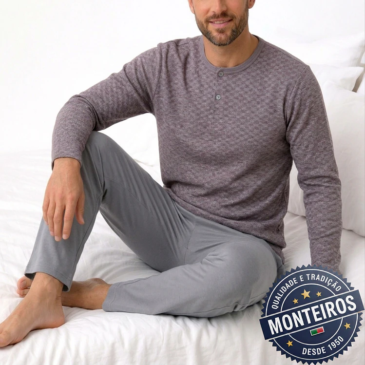Pijama homem xadrez manga comprida e calça 1