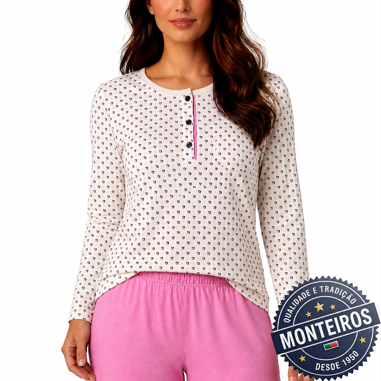 Pijama senhora básico manga comprida e calça 5