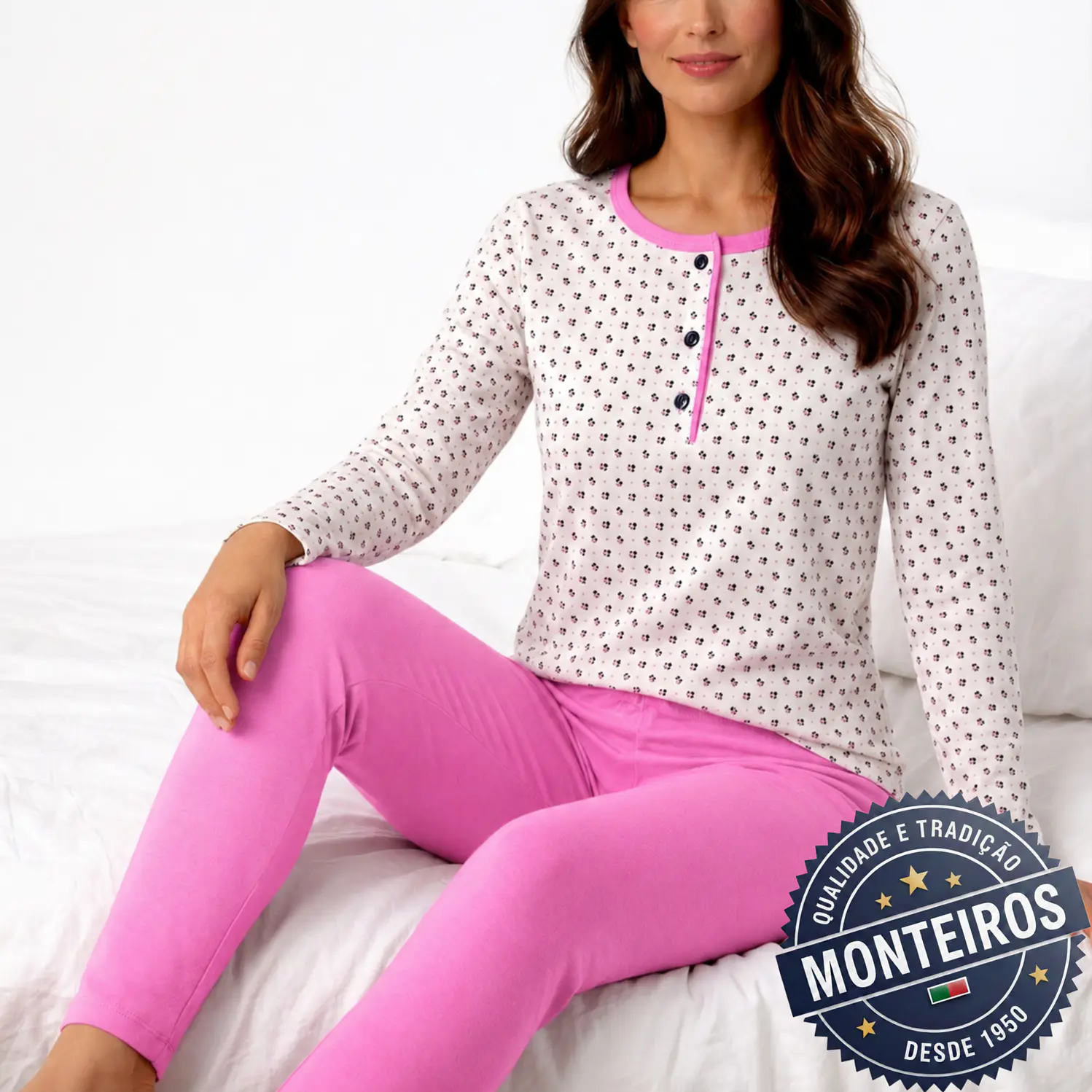 Pijama senhora básico manga comprida e calça 4