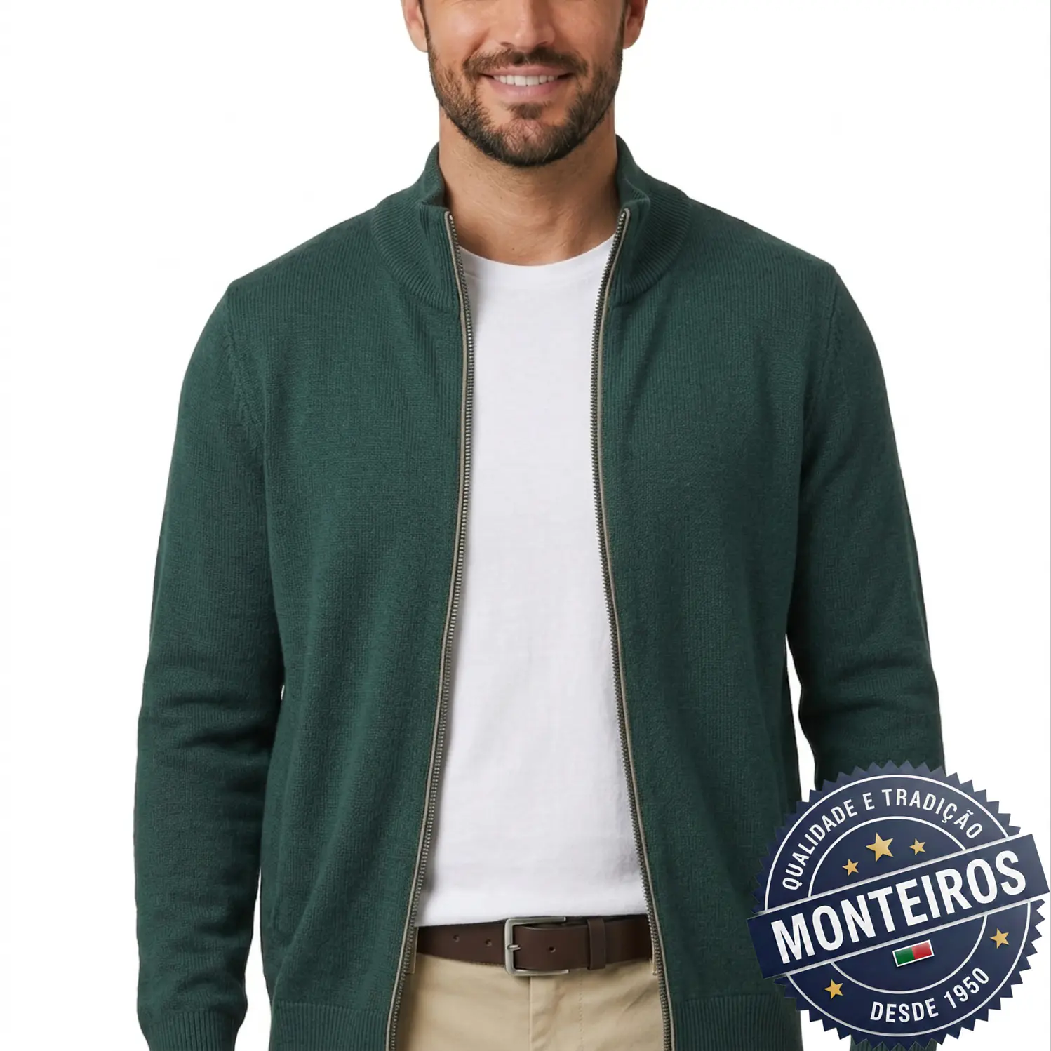 Casaco homem liso com fecho 2