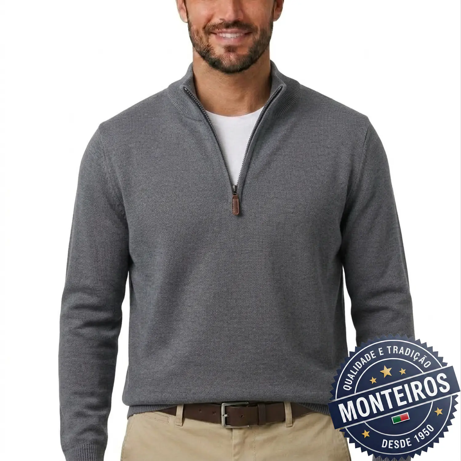 Polo homem liso com fecho 14