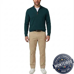 Polo homem liso com fecho