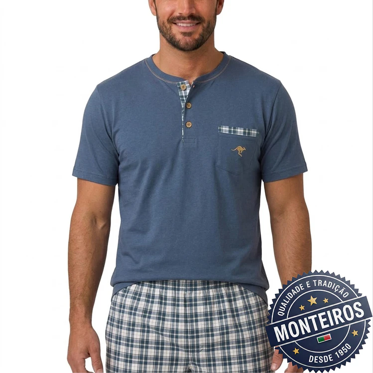 Pijama homem xadrêz meia manga e calção 5