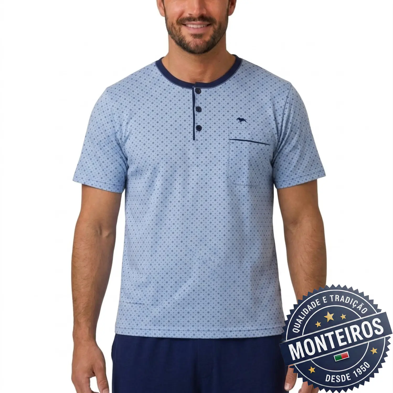 Pijama homem fantasia meia manga e calção 2