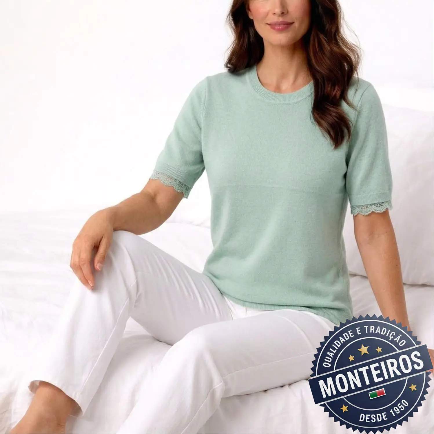 Camisola senhora meia manga com renda 2