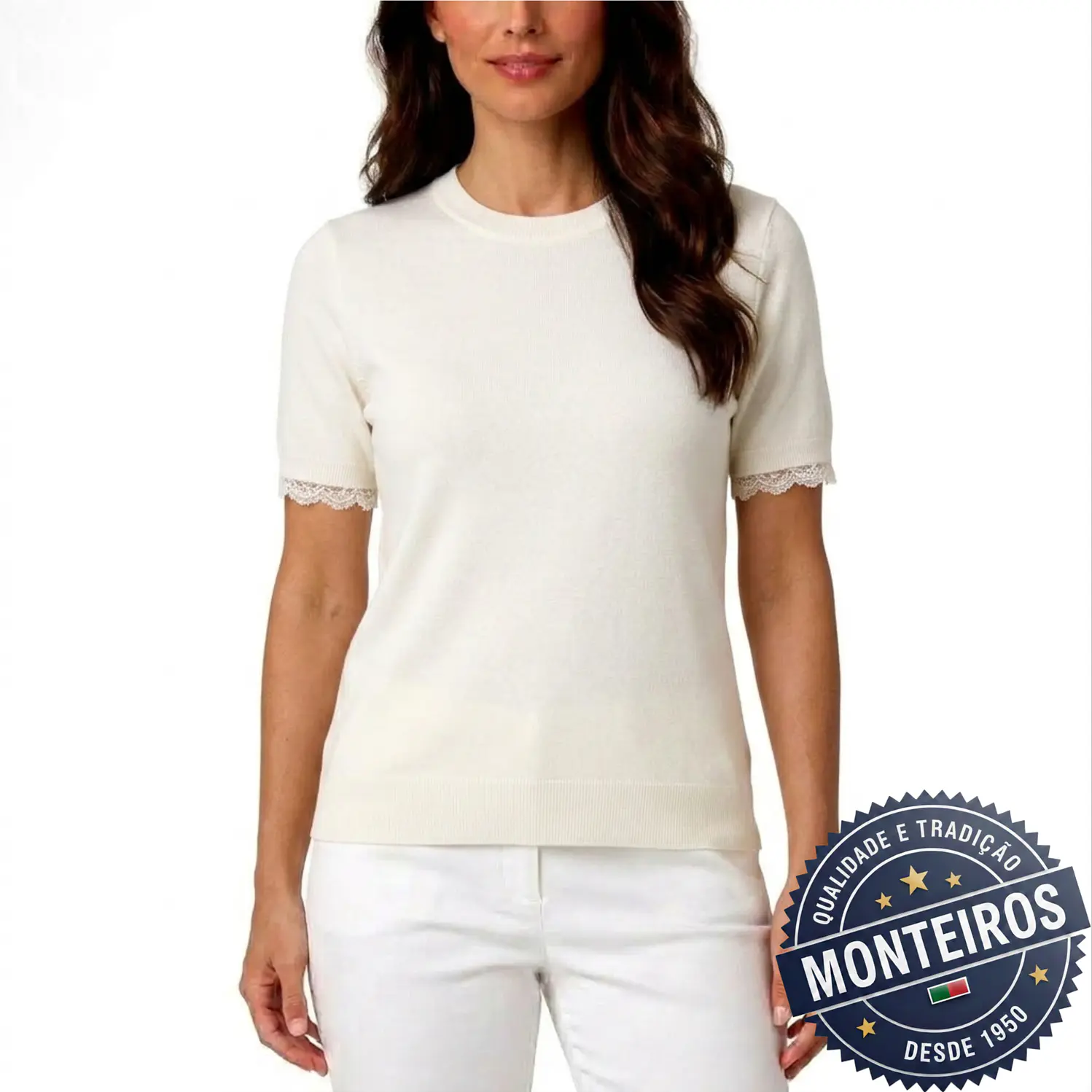 Camisola senhora meia manga com renda 7