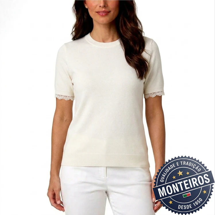 Camisola senhora meia manga com renda 7