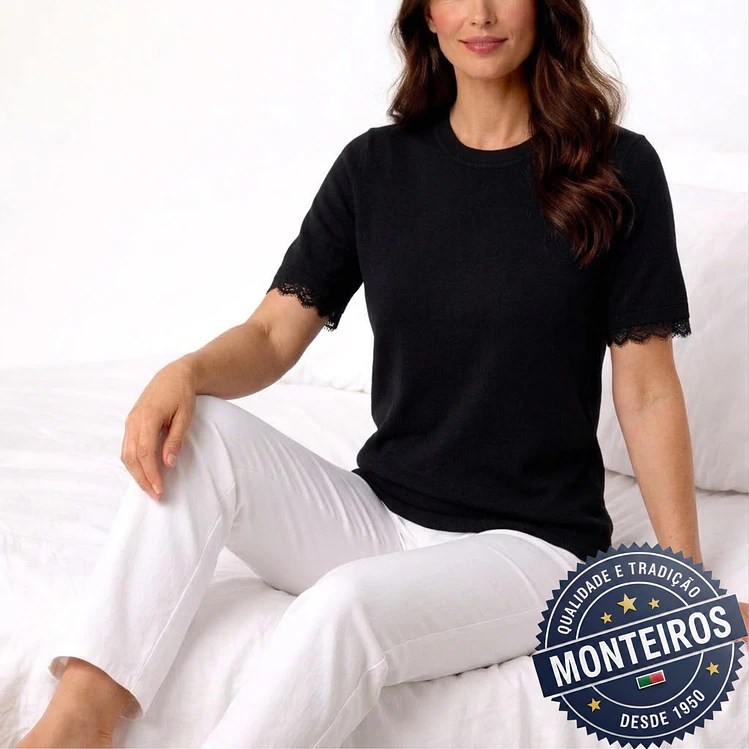 Camisola senhora meia manga com renda 11