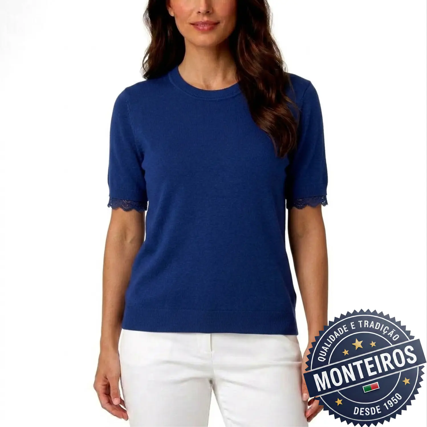 Camisola senhora meia manga com renda 4