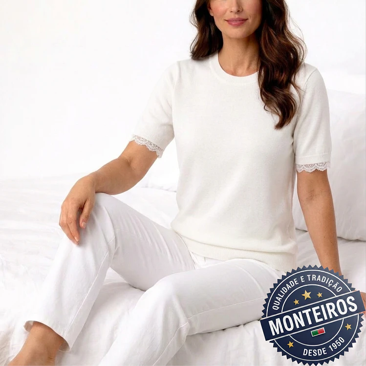 Camisola senhora meia manga com renda 8
