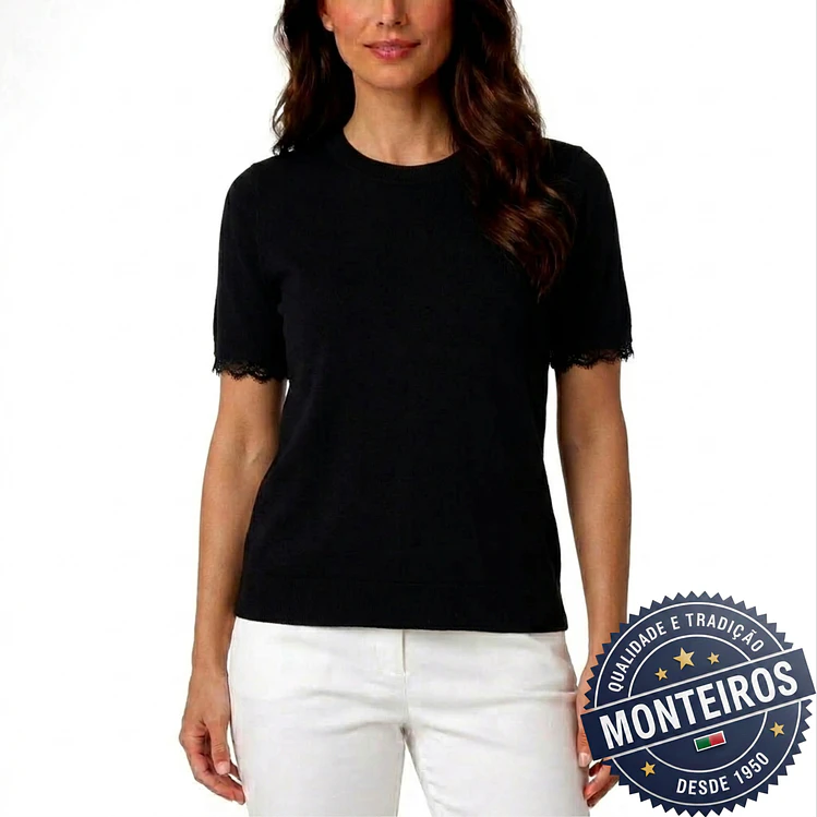 Camisola senhora meia manga com renda 10