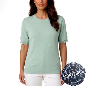 Camisola senhora meia manga com renda