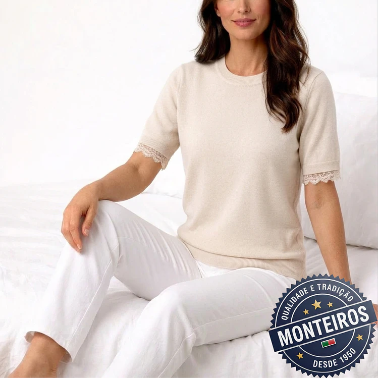 Camisola senhora meia manga com renda 14