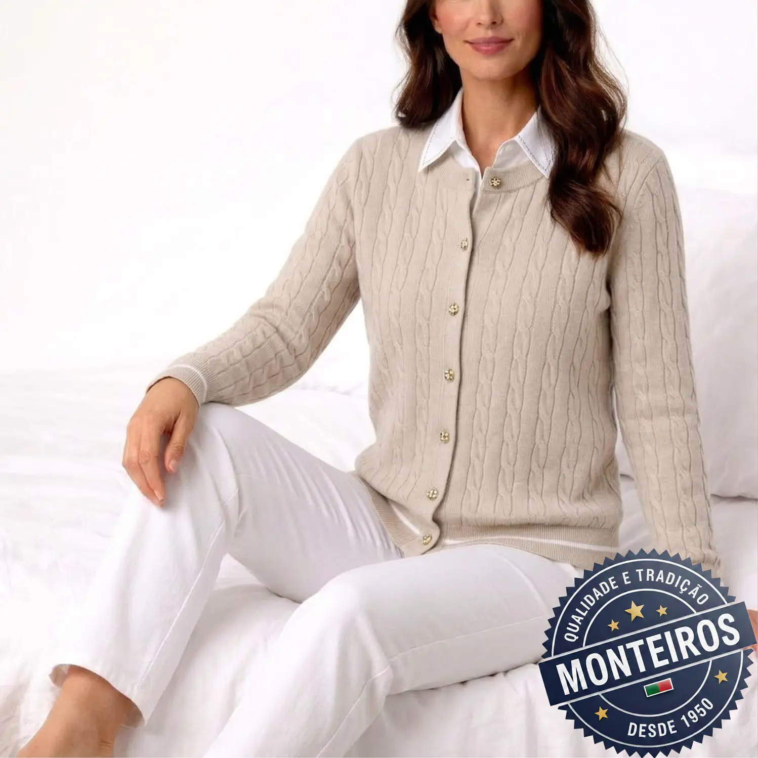 Casaco senhora trançado algodão 8