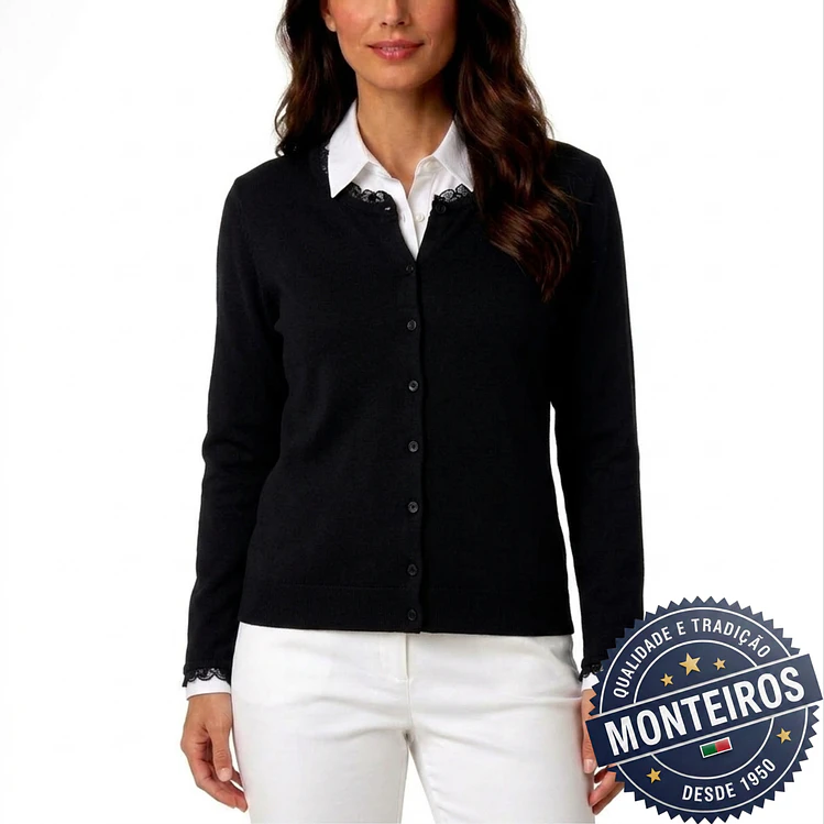 Casaco senhora com renda gola e punhos 4