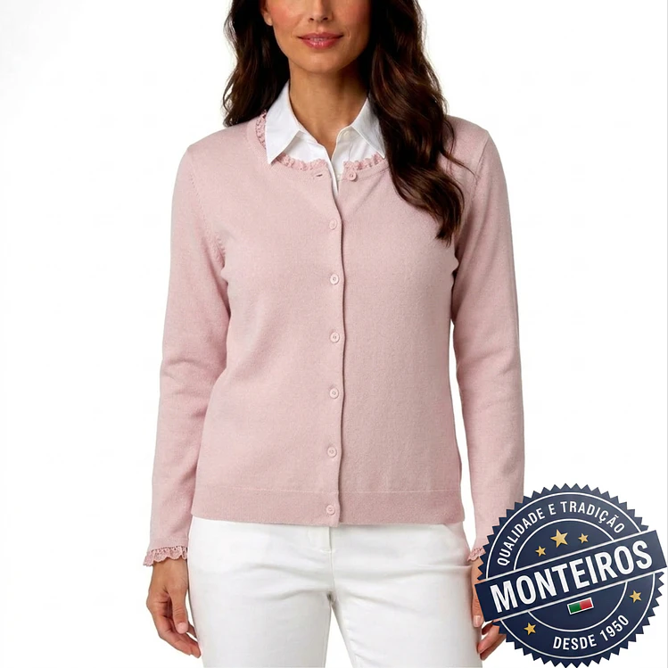 Casaco senhora com renda gola e punhos 1