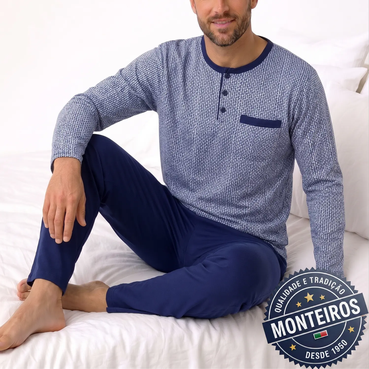 Pijama homem fantasia manga comprida e calça 4