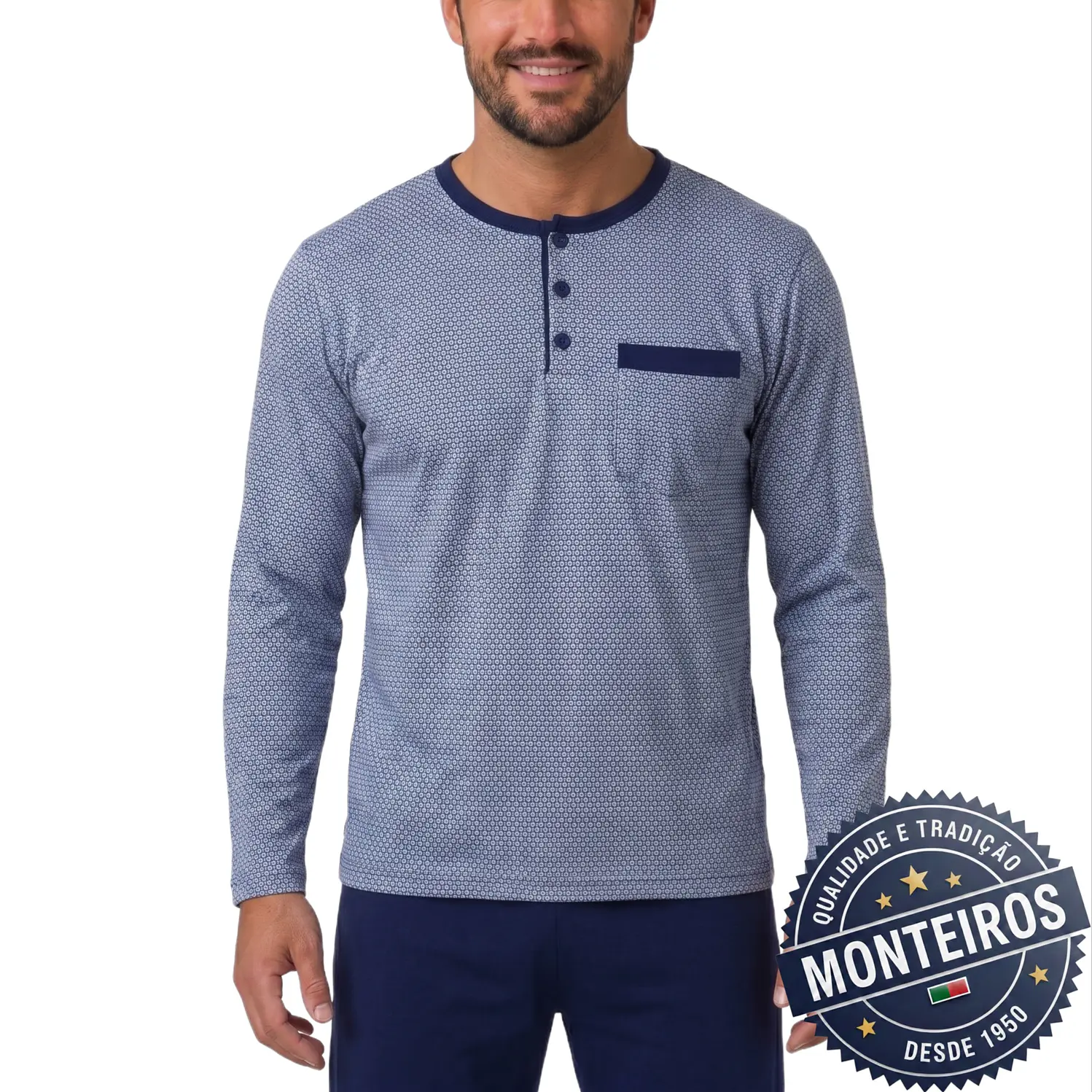 Pijama homem fantasia manga comprida e calça 5