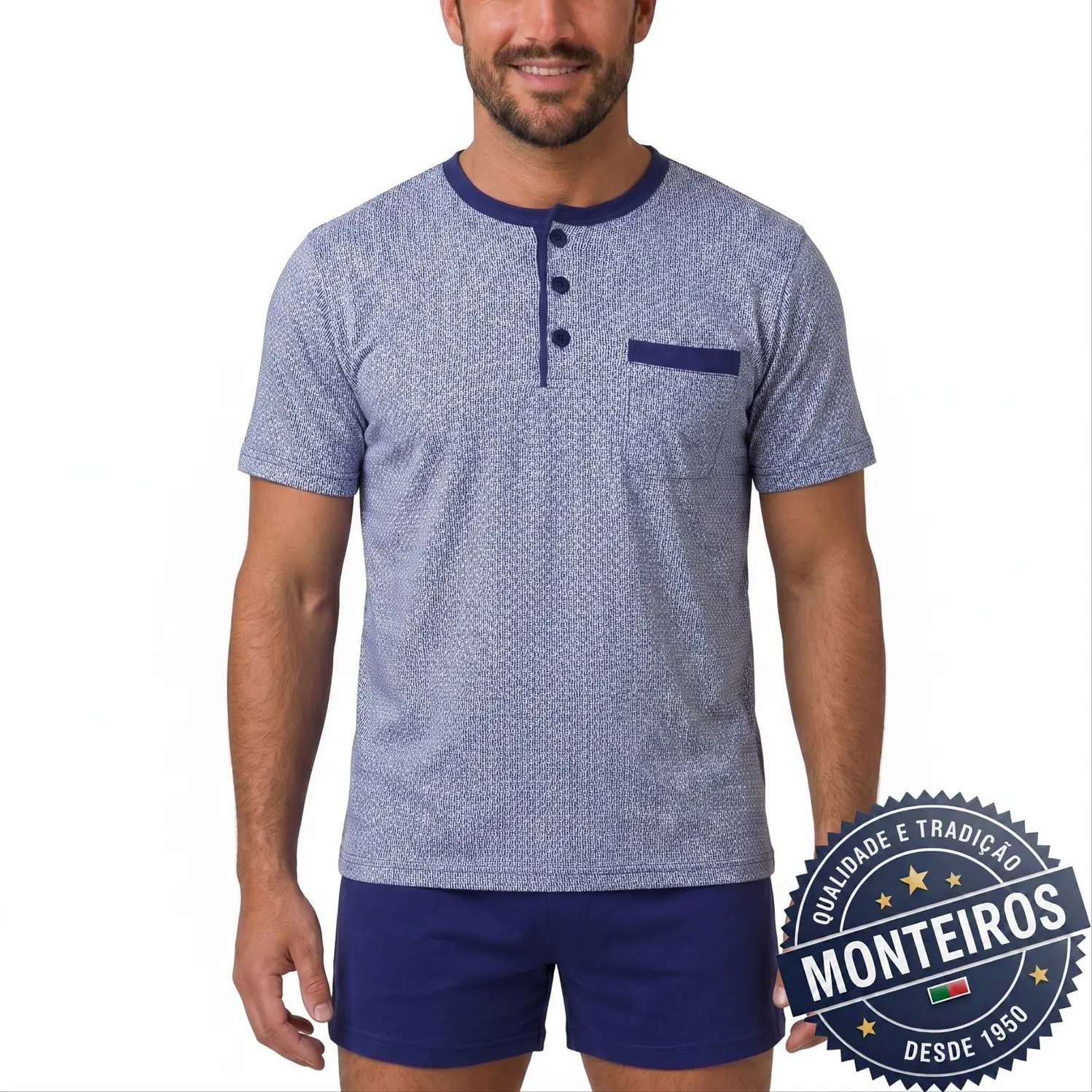 Pijama homem fantasia meia manga e calção 2