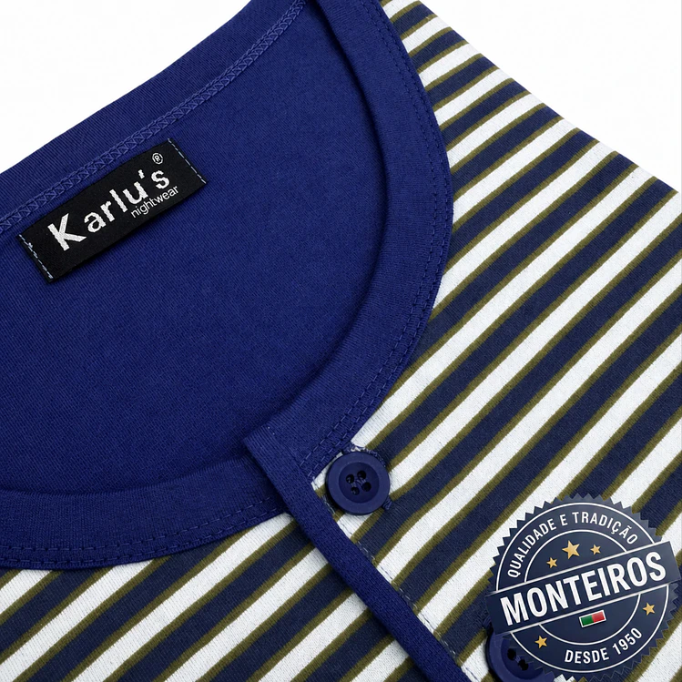Pijama homem riscas manga comprida e calça  3
