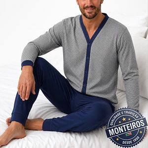 Pijama homem casaco manga e calça