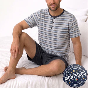 Pijama homem riscas meia manga e calção