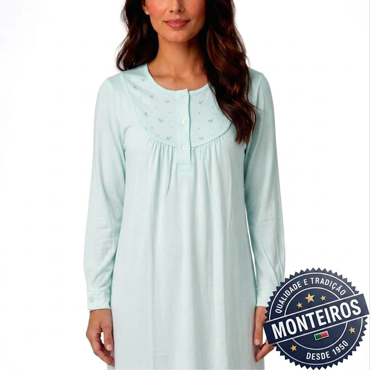 Camisa de noite de senhora básica com manga 2