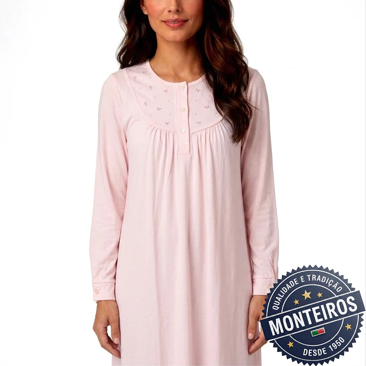 Camisa de noite de senhora básica com manga 11