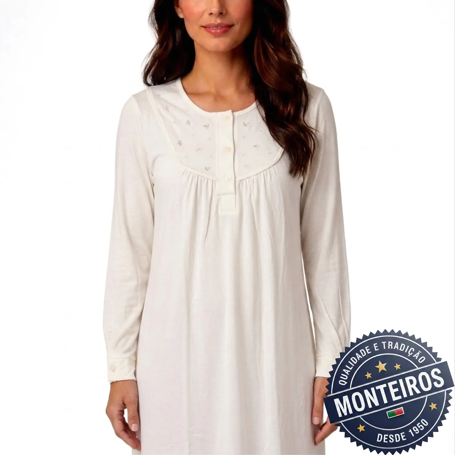 Camisa de noite de senhora básica com manga 8
