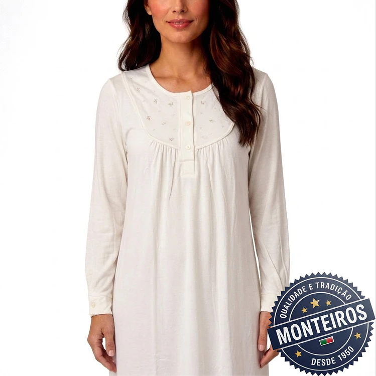 Camisa de noite de senhora básica com manga 8