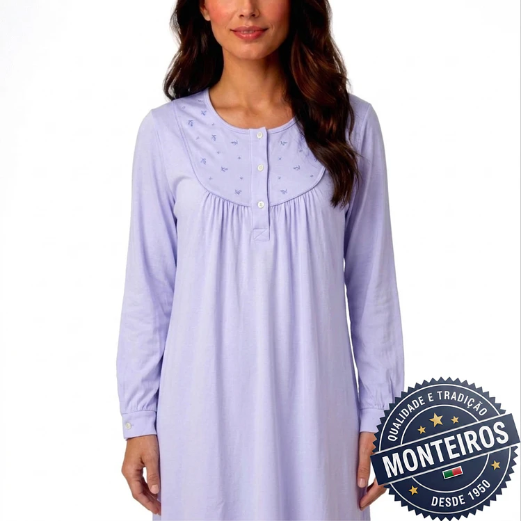 Camisa de noite de senhora básica com manga 5