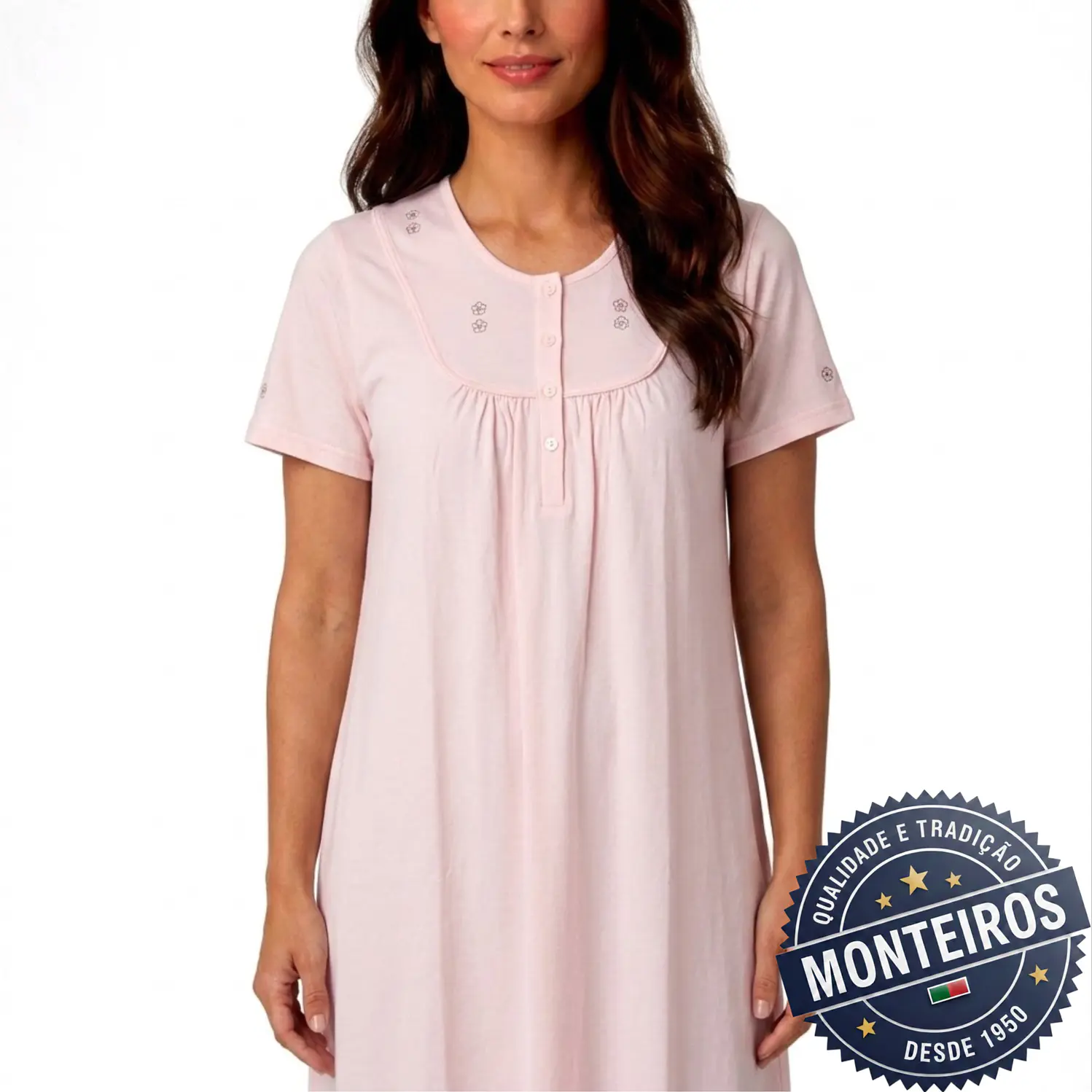 Camisa de noite de senhora flôr meia manga 2