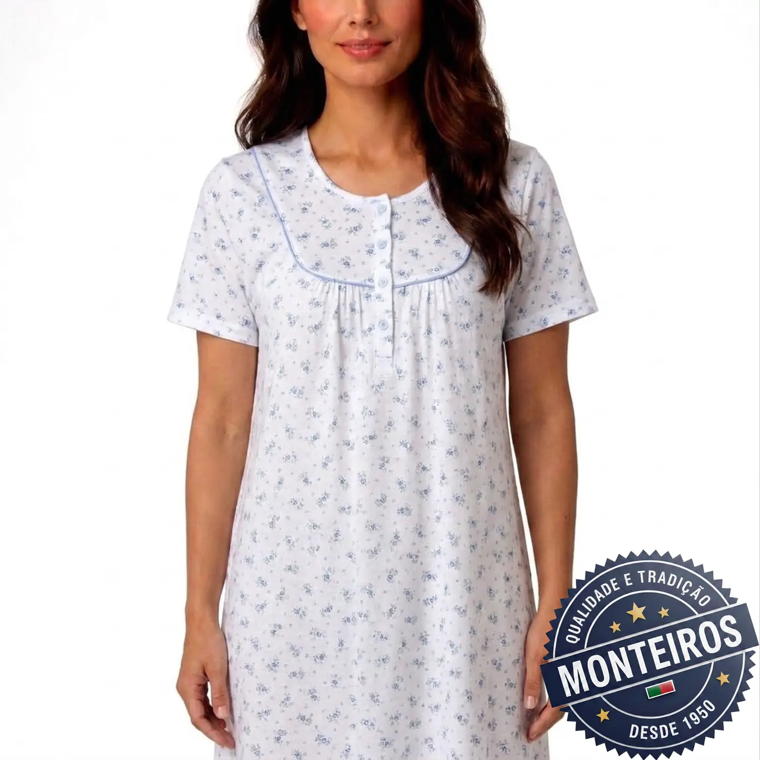 Camisa de noite de senhora tradicão meia manga 2