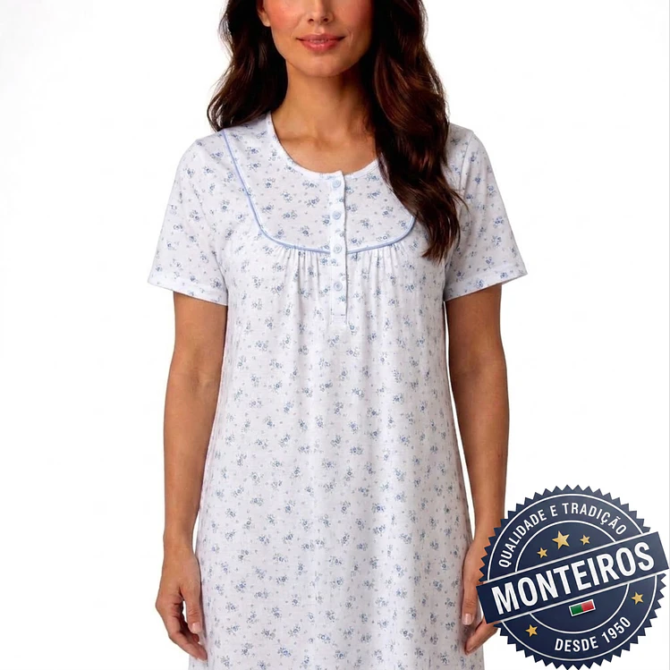Camisa de noite de senhora tradicão meia manga 2