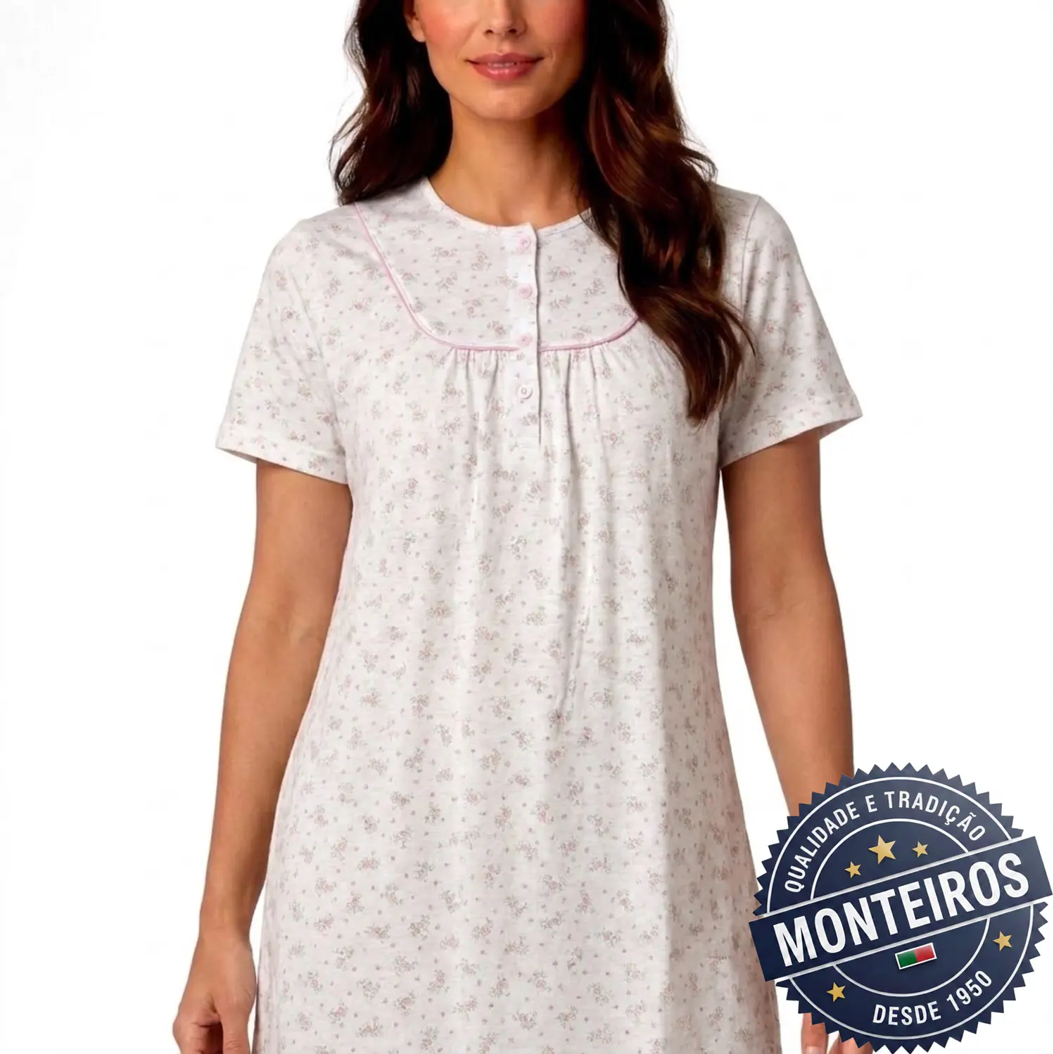 Camisa de noite de senhora tradicão meia manga 5