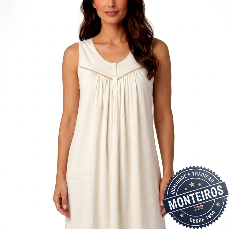 Camisa de noite de senhora jugo de renda alça 8