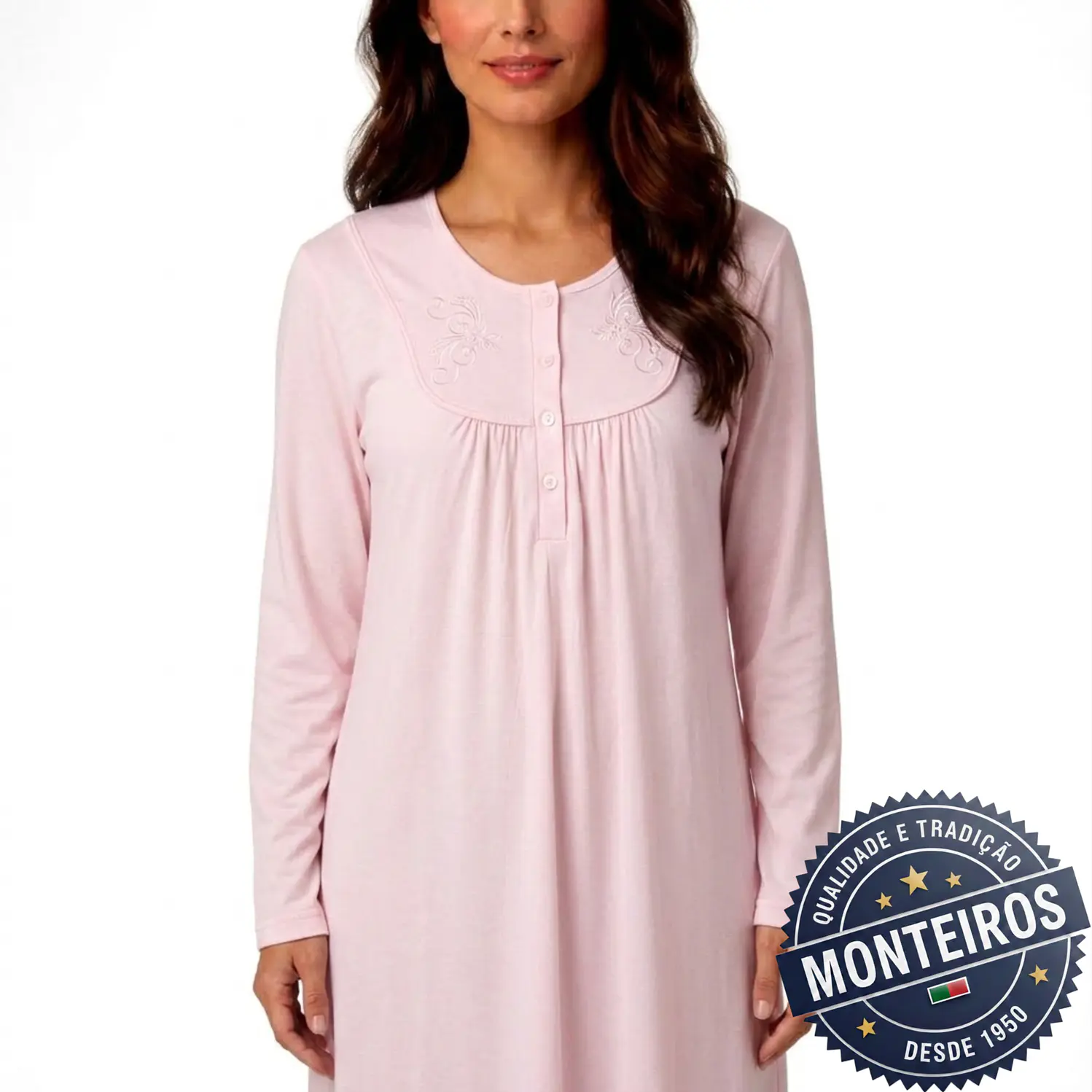Camisa de noite de senhora floral artístico com manga 11