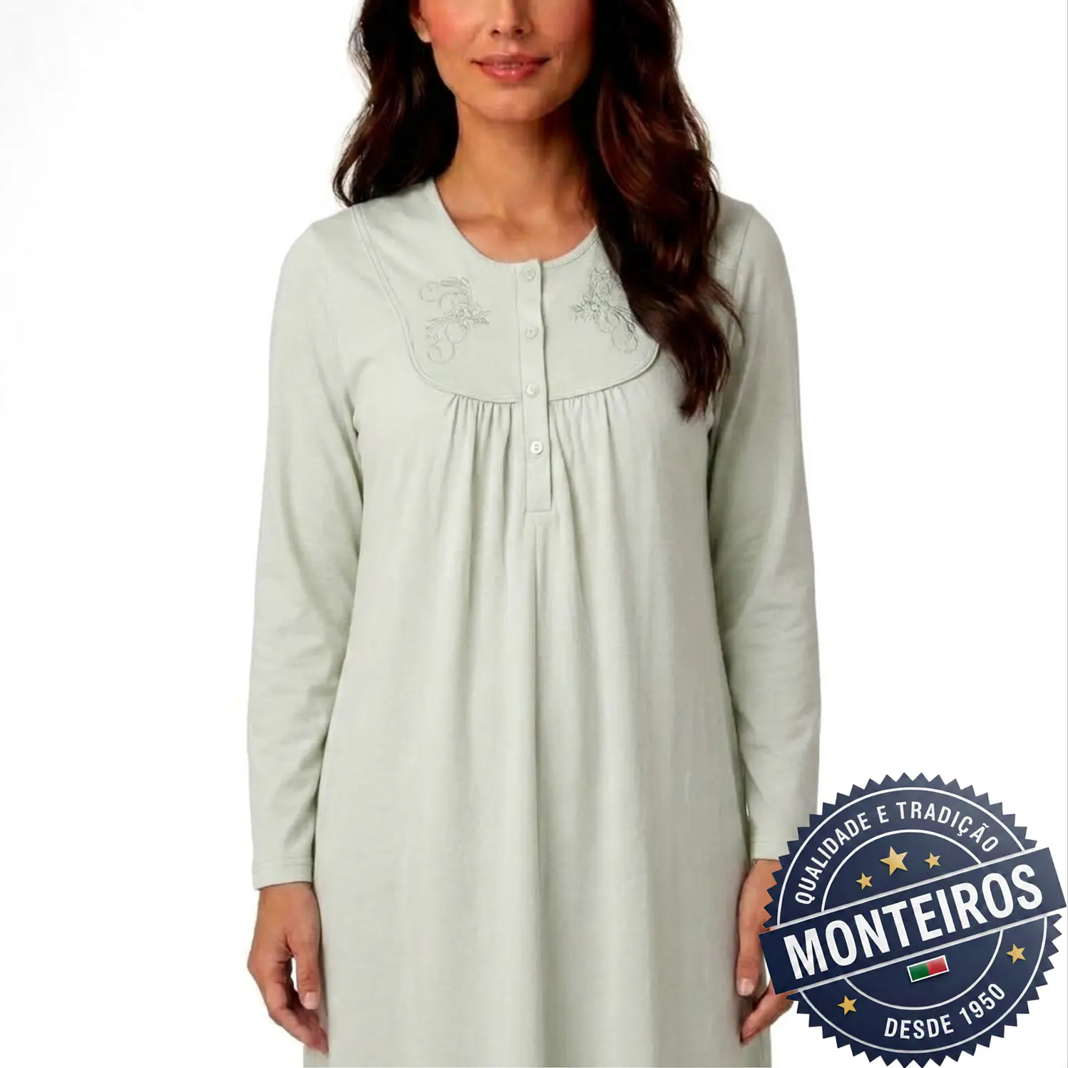 Camisa de noite de senhora floral artístico com manga 5