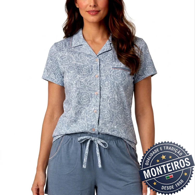 Pijama senhora casaco meia manga e calção 2