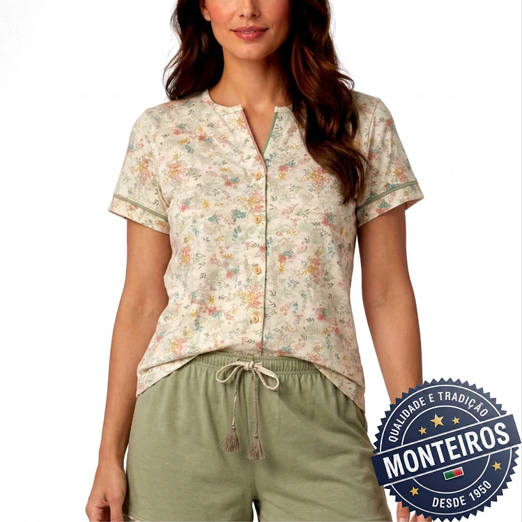 Pijama senhora cordão tassels meia manga e calção 2