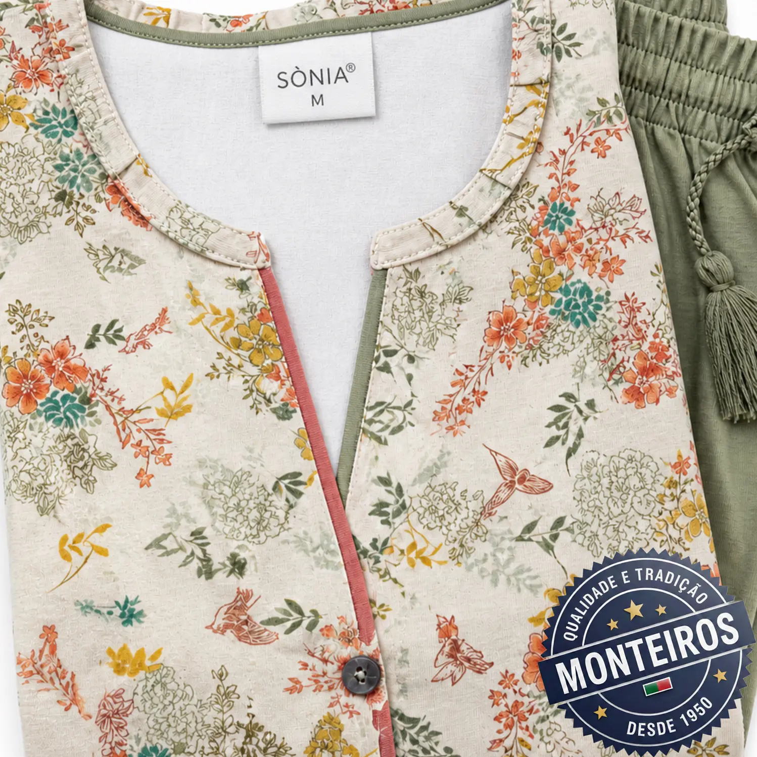 Pijama senhora cordão tassels meia manga e calção 3