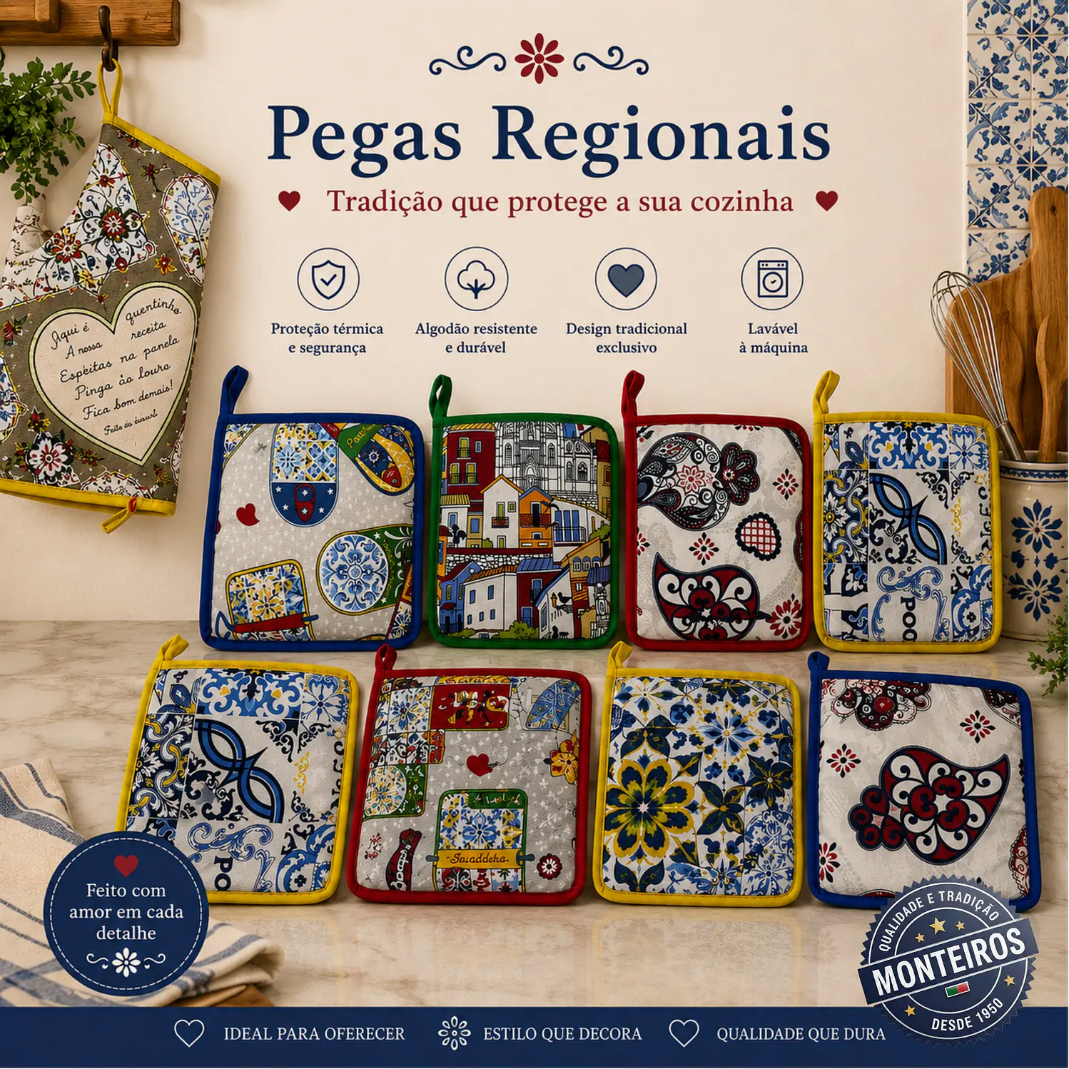 Pégas de cozinha regionais quadradas 1