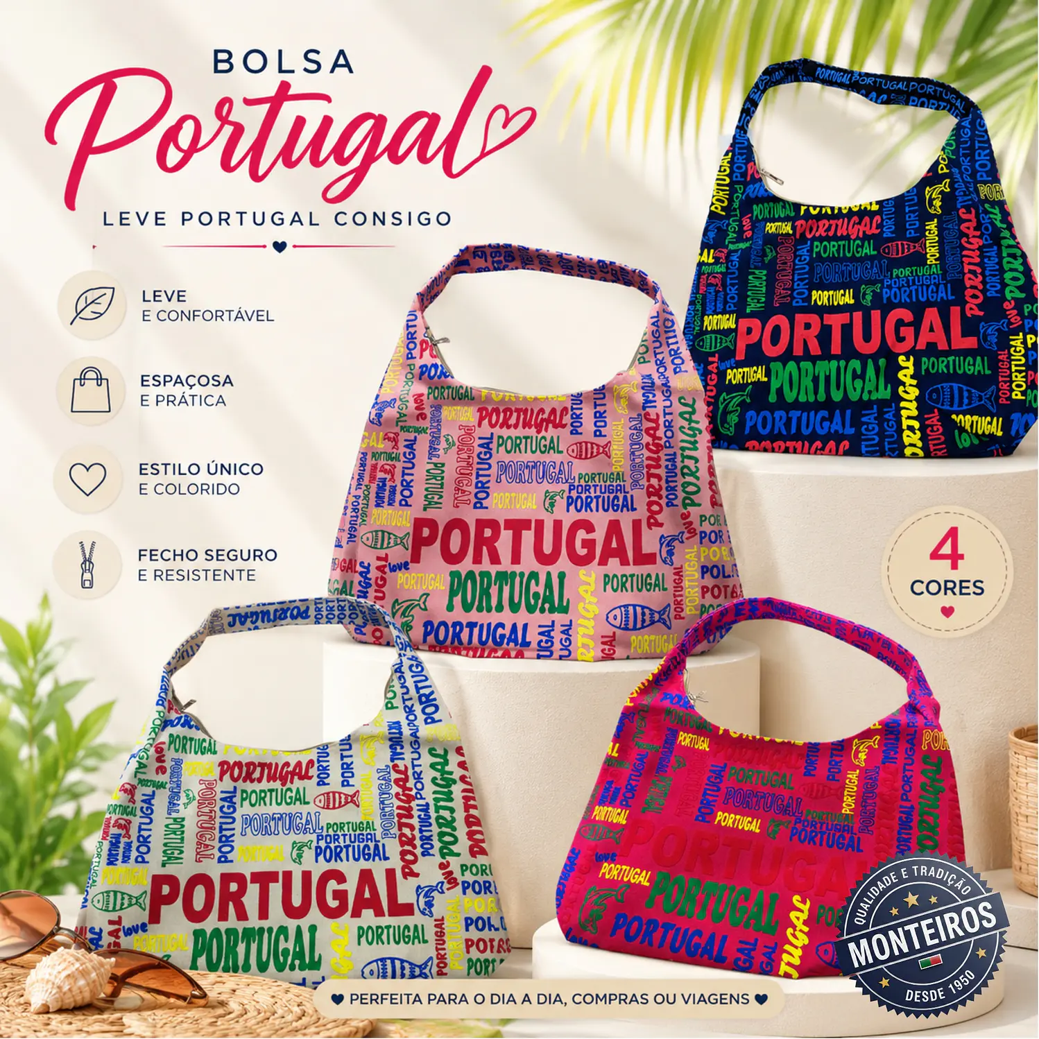 Bolsa Hobo Portugal com fecho 1