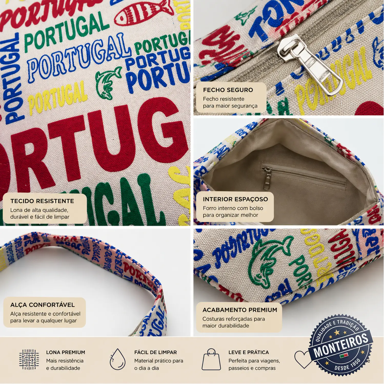 Bolsa Hobo Portugal com fecho 9
