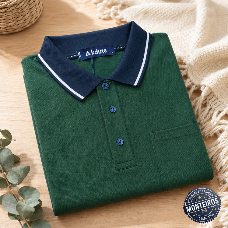 Polo de homem liso bolso chapado Akdute 3