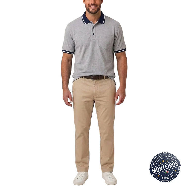 Polo de homem liso bolso chapado Akdute 4