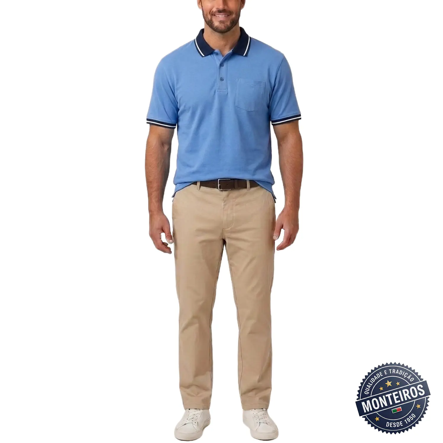 Polo de homem liso bolso chapado Akdute 7